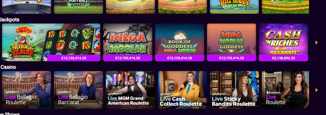 Spin live casino tables