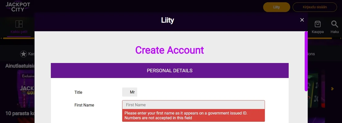 Enter first name registration.
