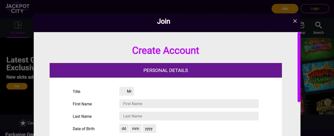 Fill registration personal details